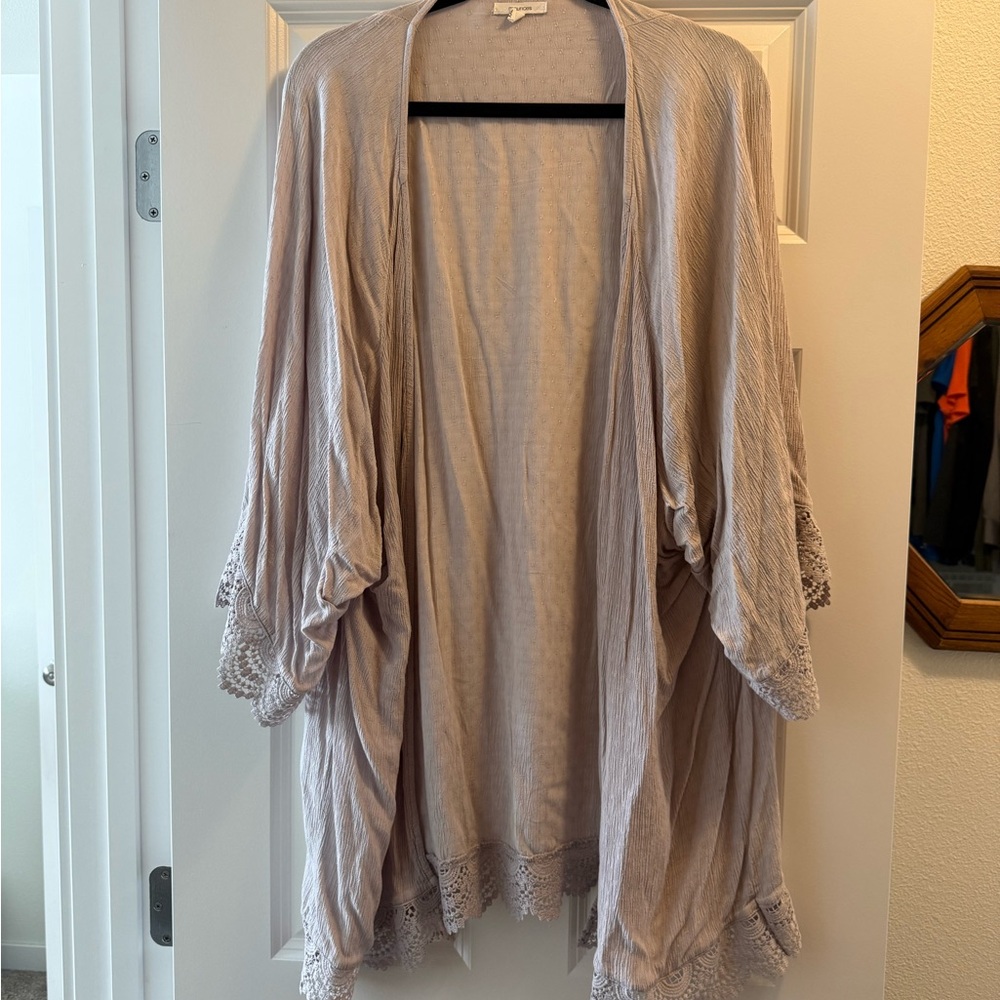 Maurices Light Gray Open-Front Cardigan